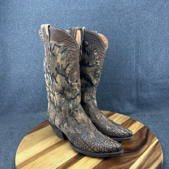 Dan Post Western Boots Womens Nvisible Retro Camo Sniptoe Brown DP3597 Sz 7.5M - Picture 2 of 10